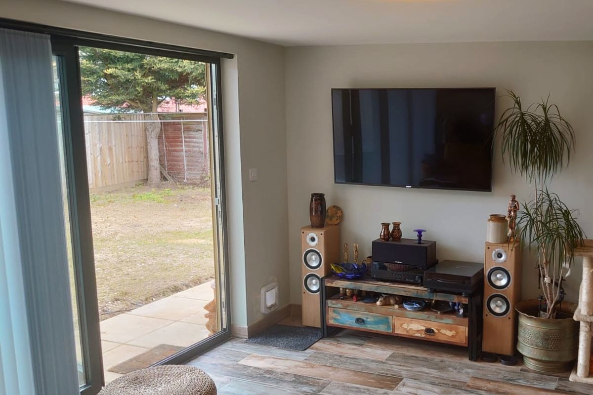 Living room with tv and speakers